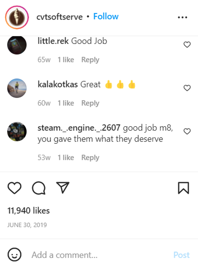 Joe's followers supporting him.