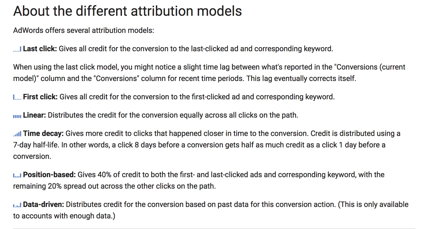 AdWords attribution models