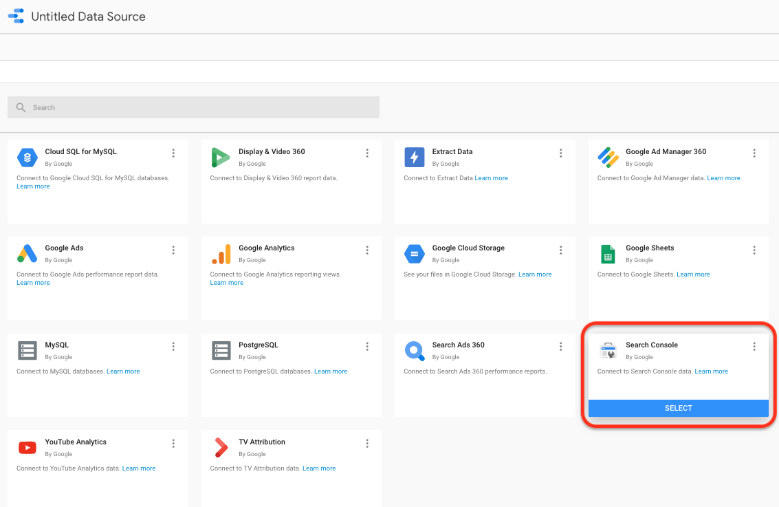 Data Studio Search Console connector