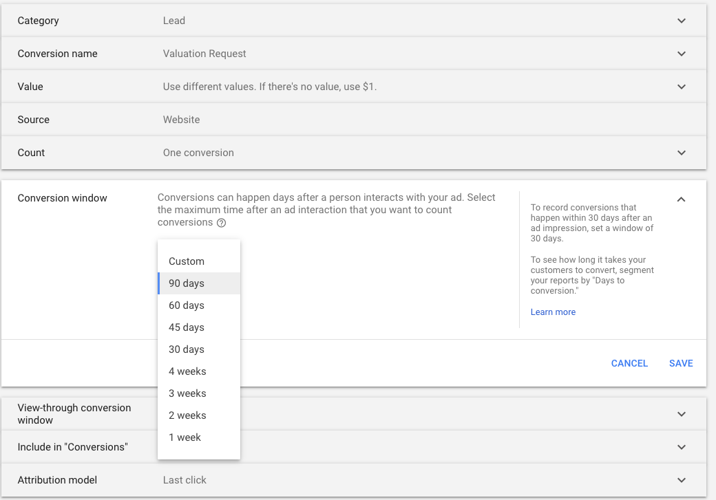 Google Ads Conversion Window