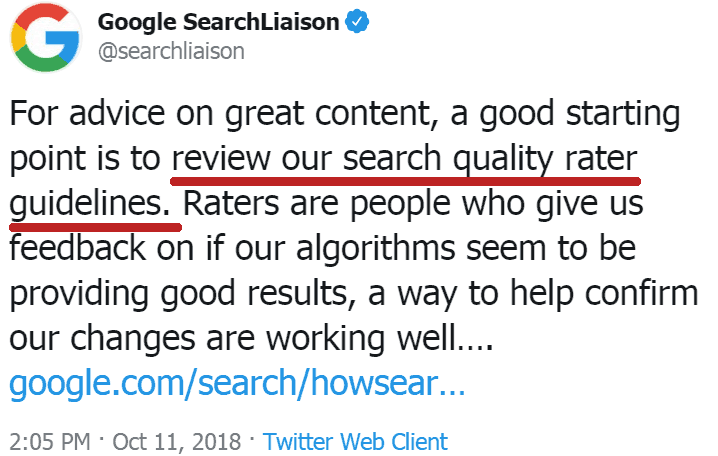 Screenshot of a tweet by Google's SearchLiaison which says: 