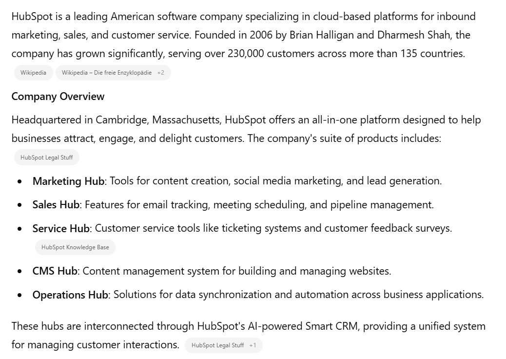 HubSpot Company Summary From ChatGPT
