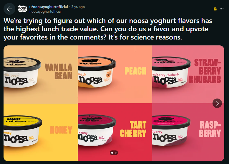 Noosa Yoghurt&rsquo;s 2021 back-to-school campaign on Reddit.