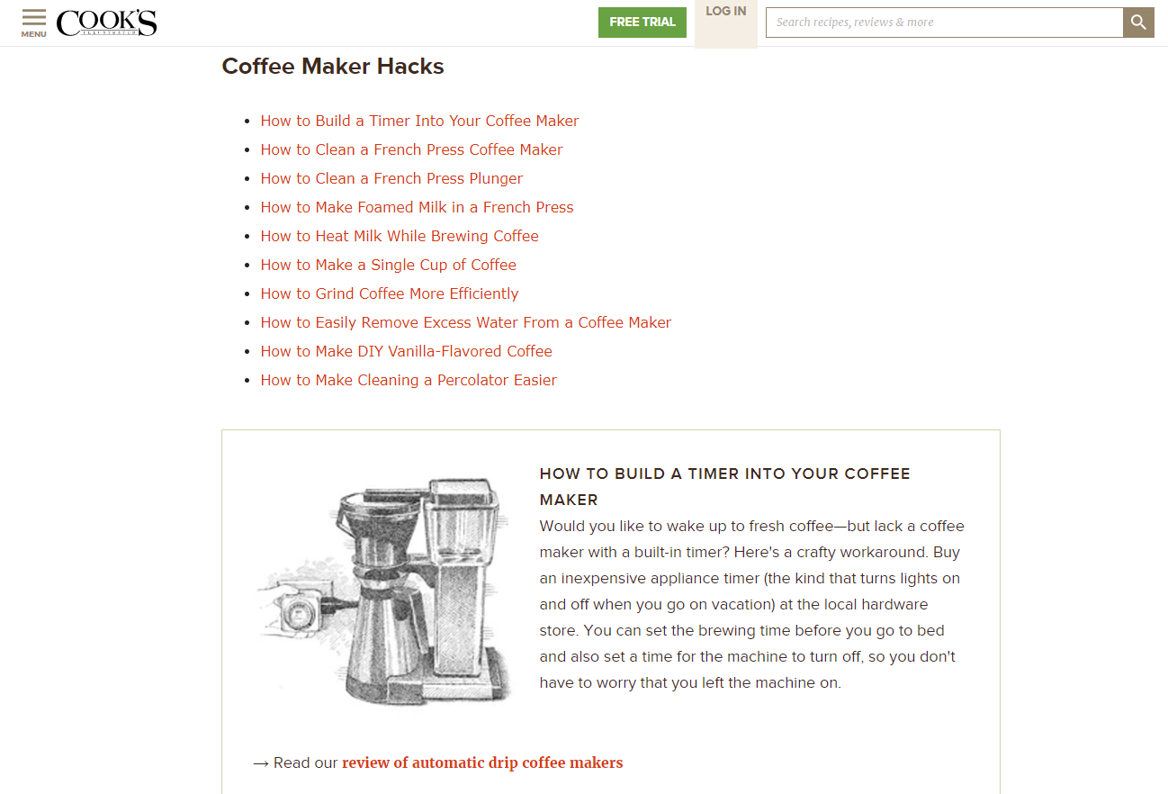 Cook's Coffee Maker Hacks