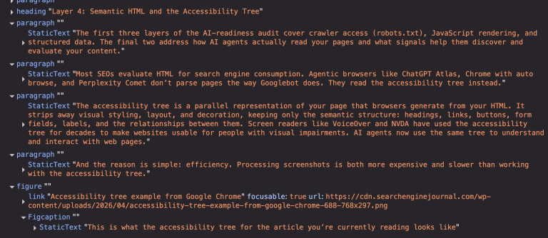 Accessibility tree shown in Google Chrome