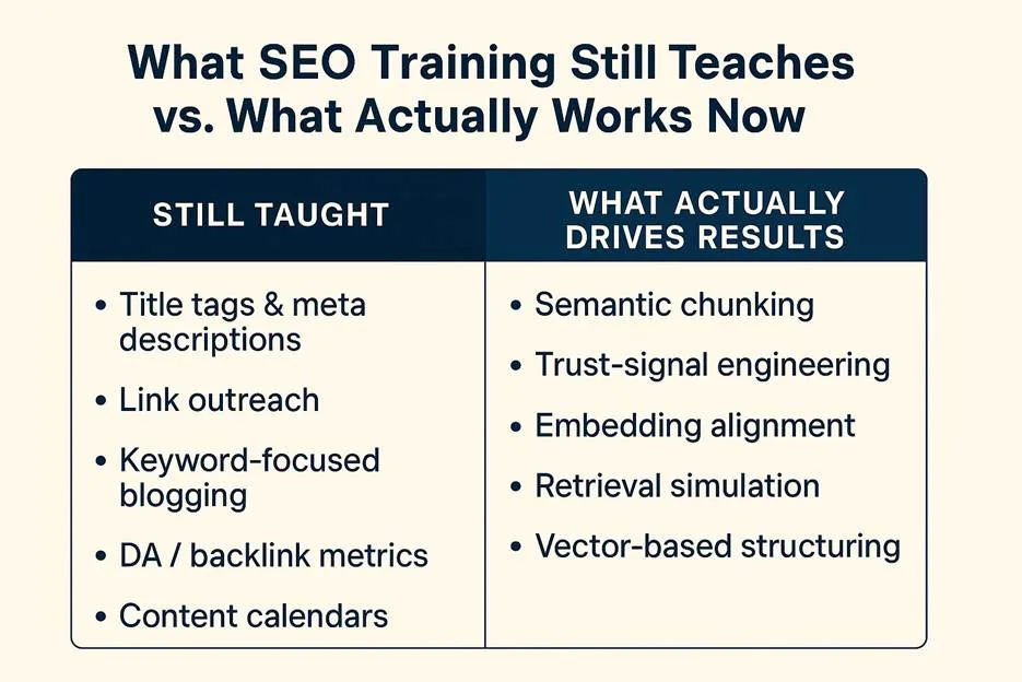 What SEO Training Still Teaches vs. What Actually Works Now